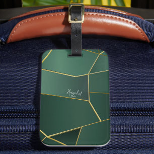 Étiquette À Bagage Vert sauge élégant asymétrique géométrique