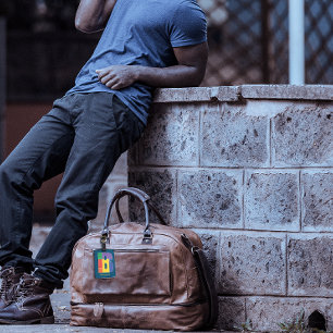 Étiquette À Bagage Vert violet jaune rouge Monogramme initial B bleu