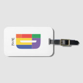 Étiquette À Bagage Vert violet jaune rouge Monogramme initial D blanc (Devant Horizontal)