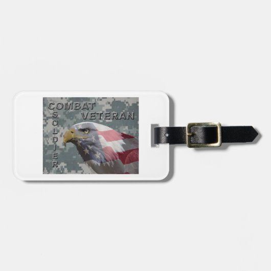 Étiquette À Bagage Vétéran de combat unique (Devant horizontal)