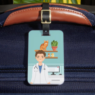 Étiquette À Bagage Vétérinaire Homme Vétérinaire Animal De Compagnie