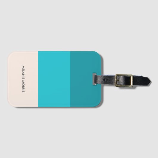 Étiquette À Bagage Vibe de plage|Monogramme bleu (Devant Horizontal)