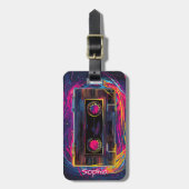 Étiquette À Bagage Vibes de cassette rétro (Devant Vertical)