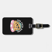 Étiquette À Bagage Vibes d'été Chien - Chiot flottant avec lunettes d (Devant horizontal)