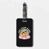 Étiquette À Bagage Vibes d'été Chien - Chiot flottant avec lunettes d (Dos Vertical)