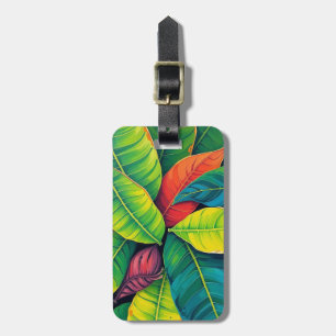 Étiquette À Bagage Vibrant coloré Banana Foliage Motif