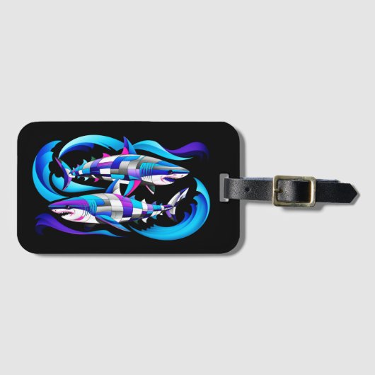 Étiquette À Bagage Vibrant grand requin blanc (Devant Horizontal)