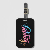 Étiquette À Bagage Vibrant Pastel Gradient HAPPY Typography - Modern  (Devant Vertical)