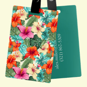 Étiquette À Bagage Vibrant Personnalisable Tropical Floral