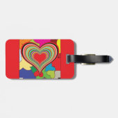 Étiquette À Bagage Vibrant Rainbow Layered Heart Abstract (Dos horizontal)