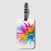 Étiquette À Bagage Vibrant Rainbow Paint Splatter Explosion (Devant Vertical)