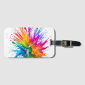 Étiquette À Bagage Vibrant Rainbow Paint Splatter Explosion (Devant Horizontal)