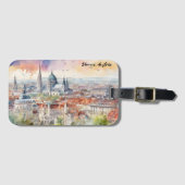 Étiquette À Bagage Vienne Autriche aquarelle peinture Panorama (Devant Horizontal)