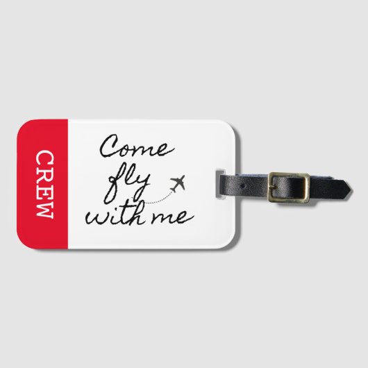 Étiquette À Bagage "Viens voler avec moi" Balise bagage pour l'équipa (Devant Horizontal)