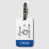 Étiquette À Bagage "Viens voler avec moi" Balise bagage pour l'équipa (Devant Vertical)