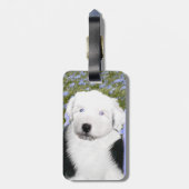 Étiquette À Bagage Vieux anglais Sheepdog Puppy Peinture - Chien Art (Dos Vertical)