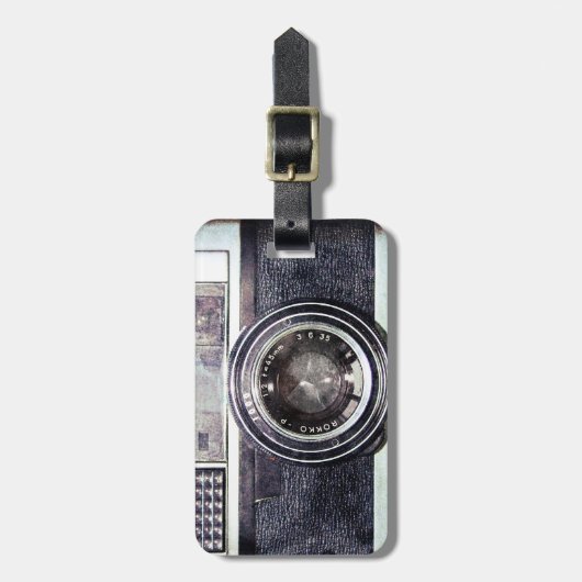 Étiquette À Bagage Vieux appareil photo noir (Devant Vertical)