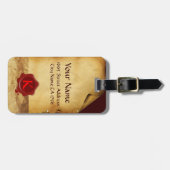 Étiquette À Bagage VIEUX PARCHEMENT DE CIEL ROUGE MONogramme (Devant horizontal)