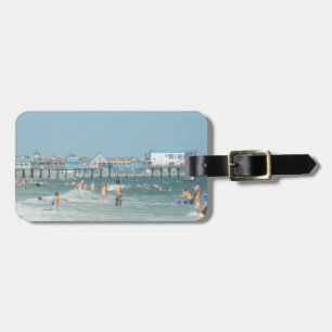 Étiquette À Bagage Vieux pilier de plage de verger