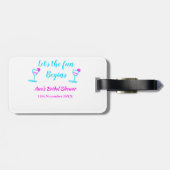 Étiquette À Bagage Vigne rose bleue vitre nuptiale douche Commençons  (Dos horizontal)