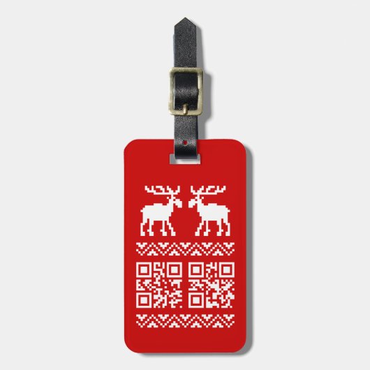 Étiquette À Bagage Vilain Sweater QR Code Bonne année! (Devant Vertical)