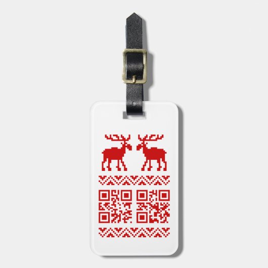 Étiquette À Bagage Vilain Sweater QR Code Bonne année! (Devant Vertical)