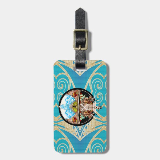 Étiquette À Bagage Village de Tiki (Devant Vertical)