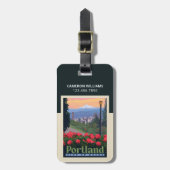 Étiquette À Bagage Ville de Rose | Portland, Oregon (Devant Vertical)