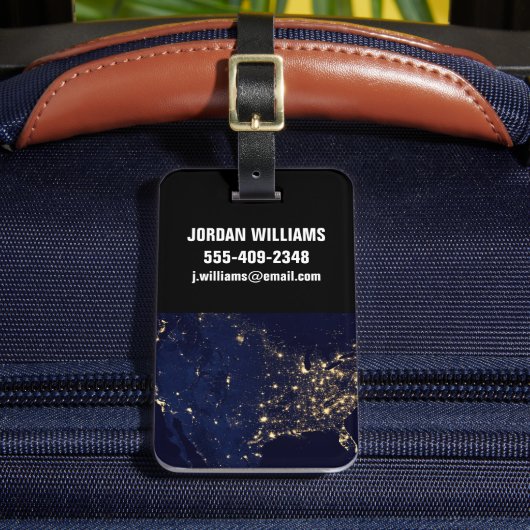 Étiquette À Bagage Ville Des États-Unis La Nuit. (Insitu Rectoal 2)