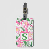 Étiquette À Bagage Vin Alligator Pink vert Monogramme (Devant Vertical)