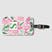 Étiquette À Bagage Vin Alligator Pink vert Monogramme (Devant Horizontal)