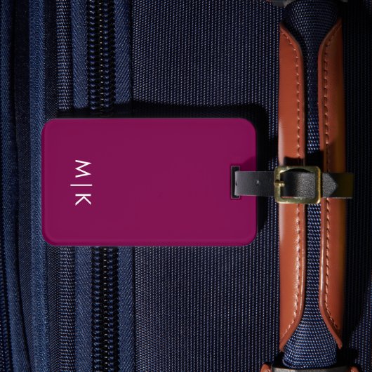 Étiquette À Bagage Vin et Blanc Monogramme Moderne (Insitu Rectoal 4)