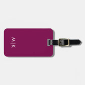Étiquette À Bagage Vin et Blanc Monogramme Moderne (Devant horizontal)
