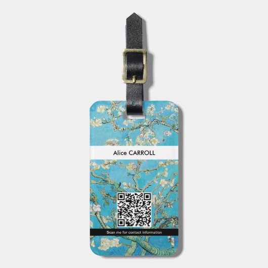 Étiquette À Bagage Vincent van Gogh - Floraison d'amandier - Code QR (Devant Vertical)