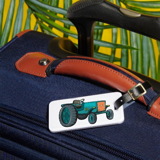 Étiquette À Bagage Vintage Blue Tracteur