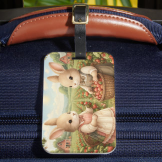 Étiquette À Bagage Vintage Bunny Strawberry Field Cottagecore Illustr