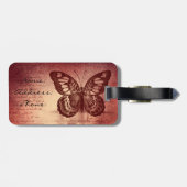 Étiquette À Bagage Vintage Butterfly (Dos horizontal)