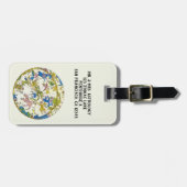 Étiquette À Bagage Vintage céleste, sphère arabe, constellations (Devant horizontal)