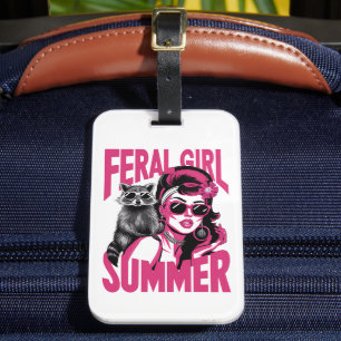 Étiquette À Bagage Vintage Feral Girl été Opossum Funny Raccoon