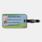 Étiquette À Bagage Vintage Golfer de Riverbank (Dos horizontal)