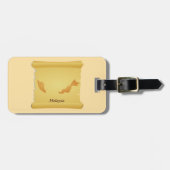 Étiquette À Bagage Vintage Malaisie Carte Défiler Vieux Monde Voyage (Devant horizontal)