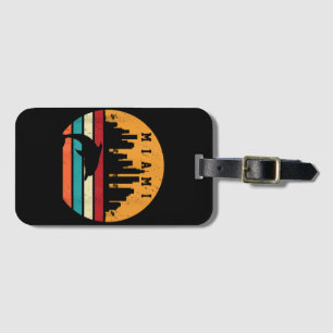 Étiquette À Bagage Vintage Miami 80s Dolphin Silhouette Souvenir Dolp