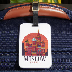 Étiquette À Bagage Vintage Moscou Russie Kremlin Skyline