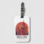 Étiquette À Bagage Vintage Moscou Russie Kremlin Skyline (Devant Vertical)