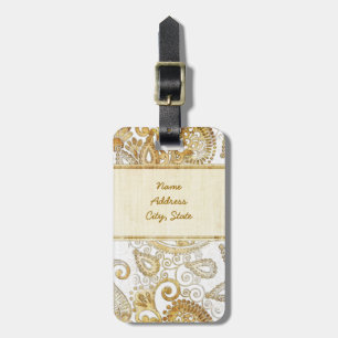 Étiquette À Bagage Vintage motif floral ornemental 2