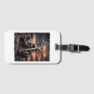 Étiquette À Bagage Vintage Motorcycle USA Drapeau Retro Biker América