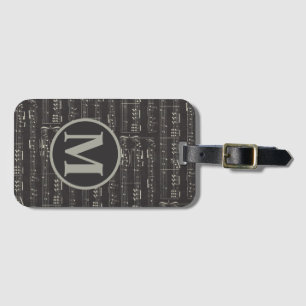 Étiquette À Bagage Vintage note de musique noire Motif Monogram