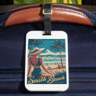 Étiquette À Bagage Vintage Retro Miami South Beach Art