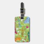 Étiquette À Bagage vintage Travel locations motif (Devant Vertical)