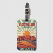 Étiquette À Bagage Vintage Uluru Outback Australia Art (Devant Vertical)